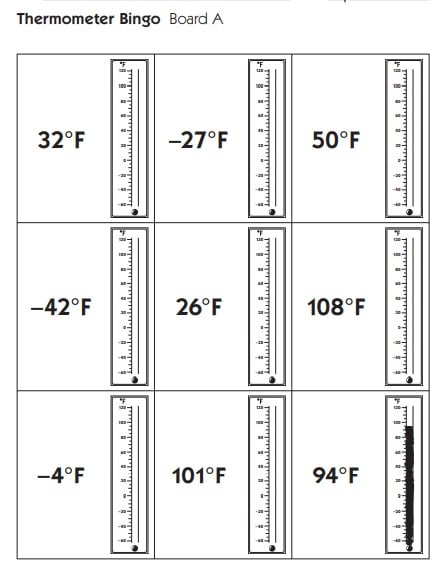 Thermometer Bingo 2